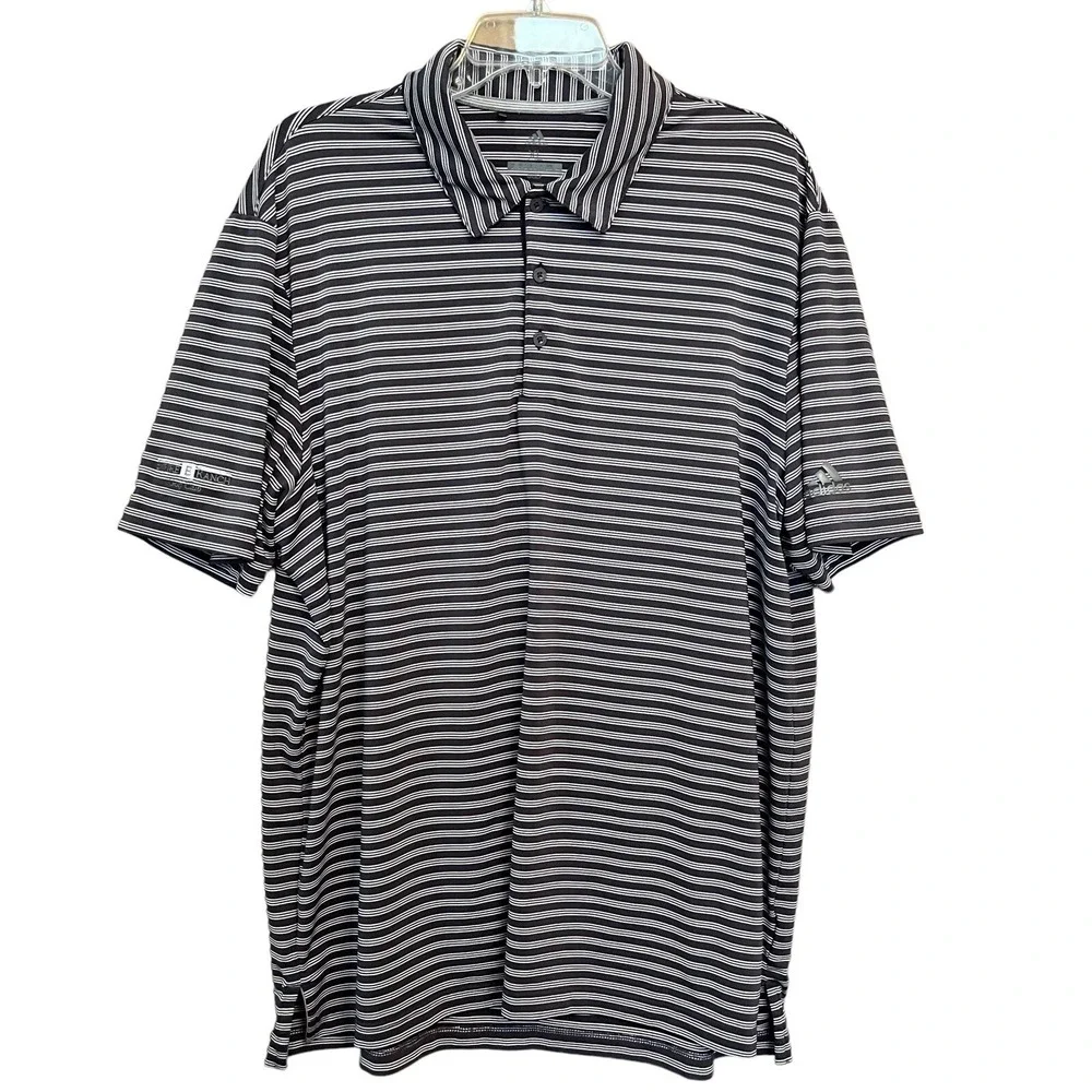 Adidas Golf Polo Mens XL Purple White Striped Empire Ranch Country Club